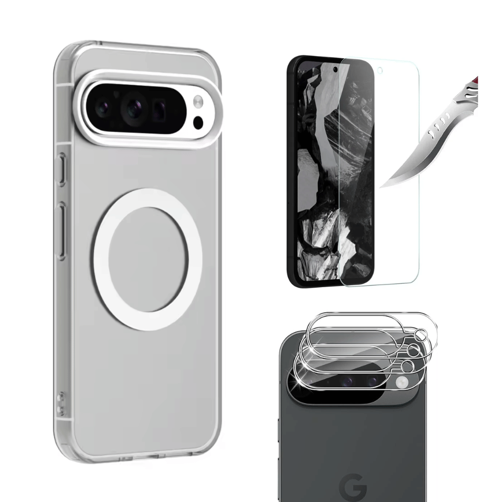 Case Clear ahumado con Mag Pixel 10 con Pack Micas