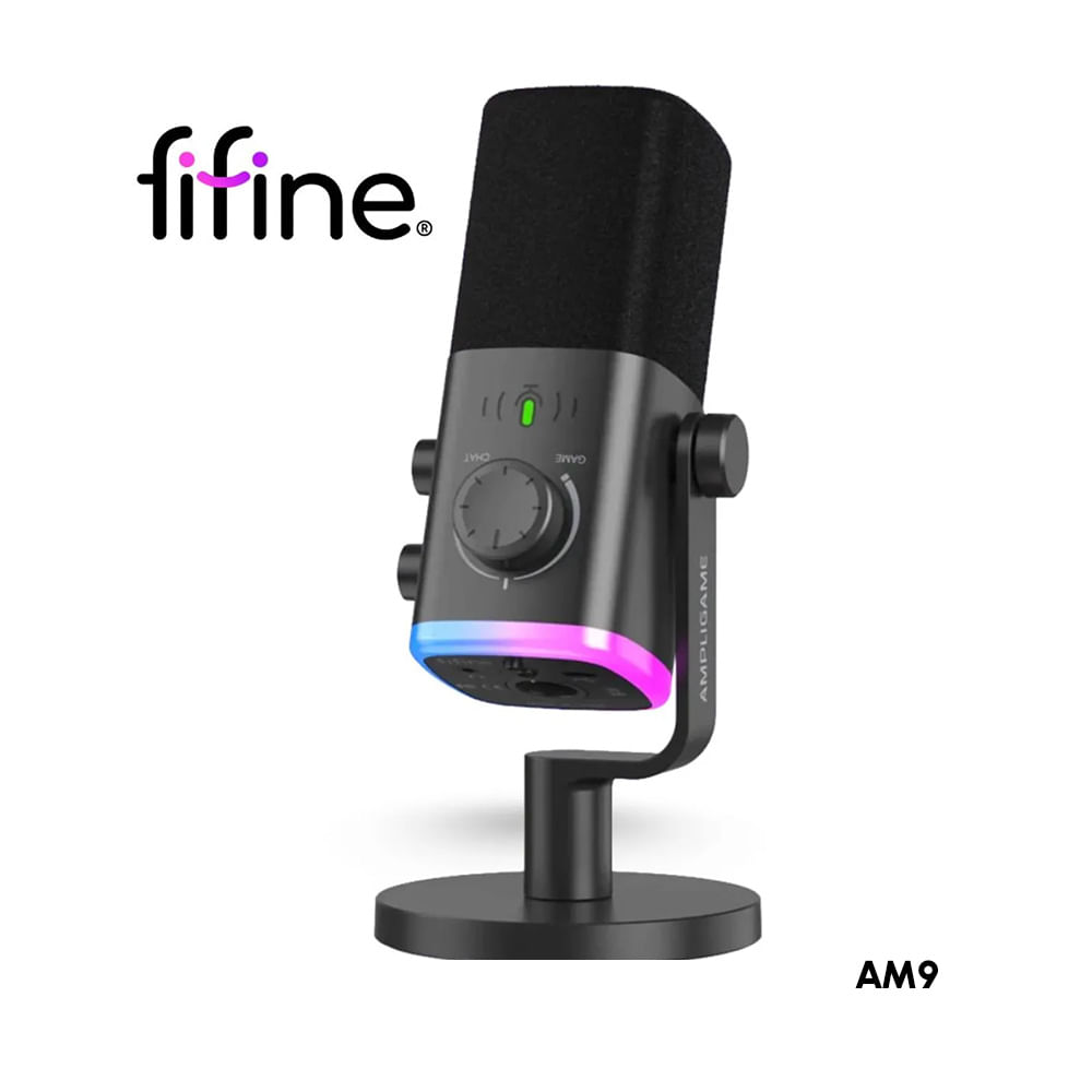 Micrófono dinámico USB y XLR FIFINE AmpliGame AM9 con RGB