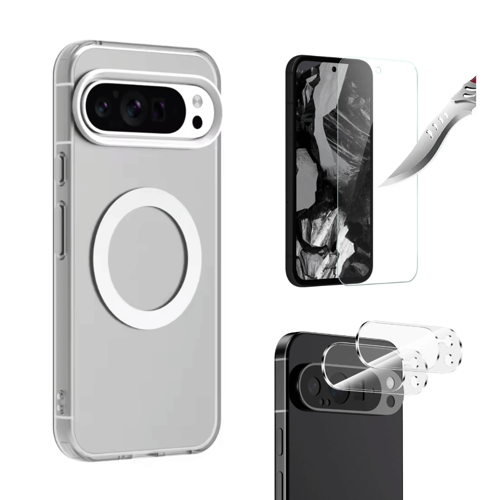 Case Clear ahumado con Mag Pixel 10 Pro XL con Pack Micas