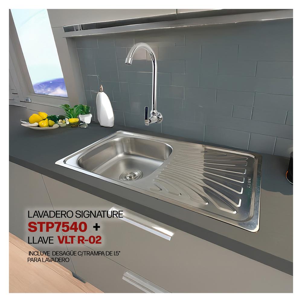 Combo De Lavadero Signature STP7540 + Desagüe C/Trampa De I.5"" + VLT R-02 Rumi