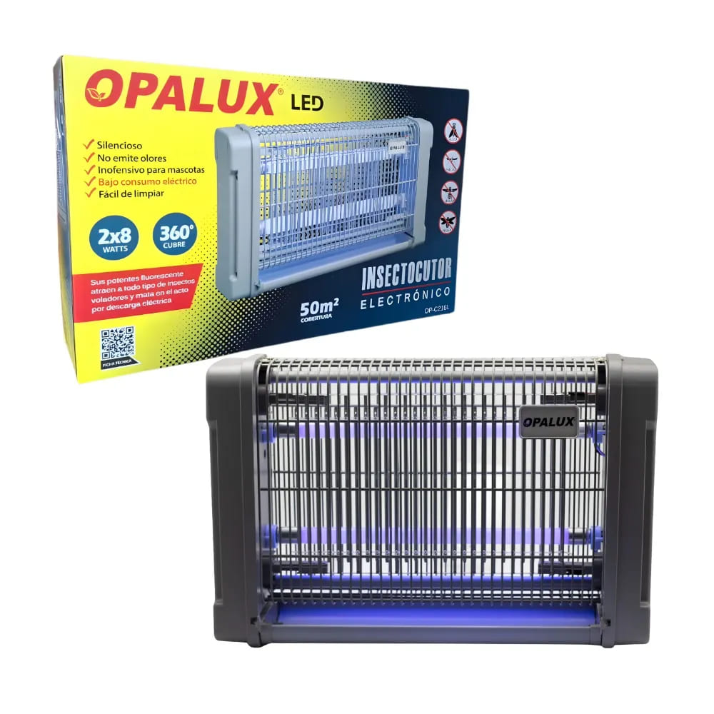 Insectocutor Electrónico Uv 16w 50m2 Opalux OP-C216 OP-C216L