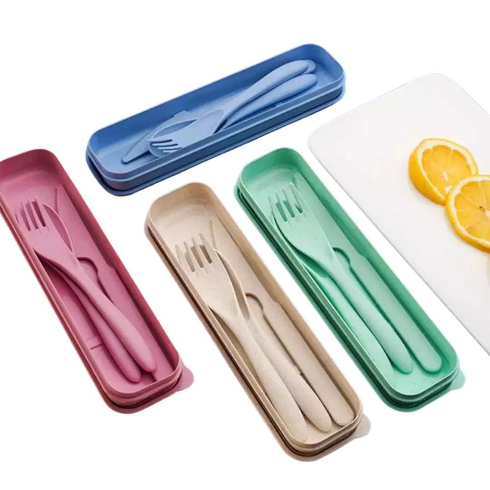 PACK 3 SET DE 3 CUBIERTOS DE BAMBU PORTÁTIL NIÑO