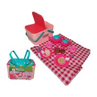 Set Didáctico Picnic Infantil con Juego de Té, Canasta y Accesorios - Rosa