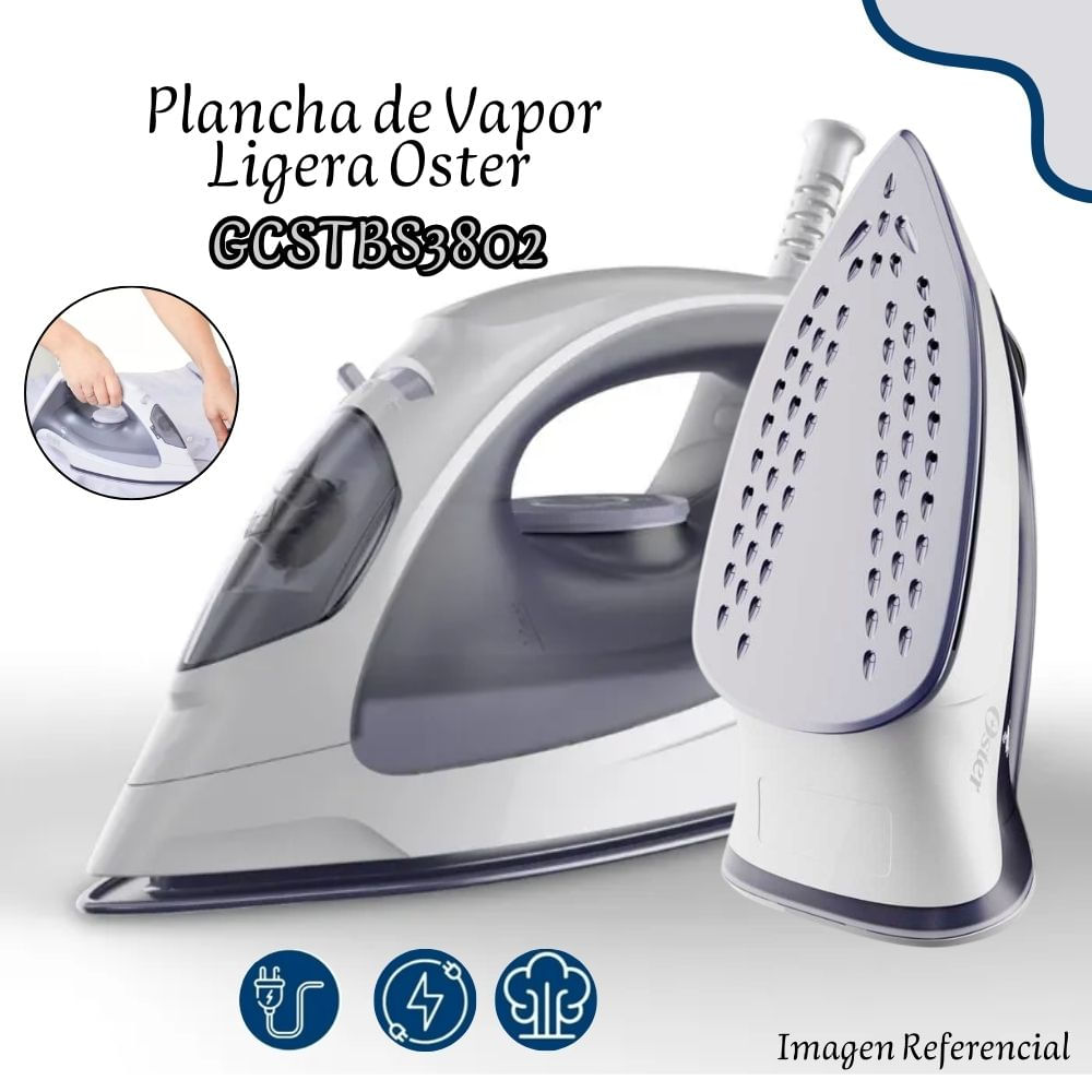 Plancha Oster Ligera a Vapor con Base Antiadherente-GCSTBS3802