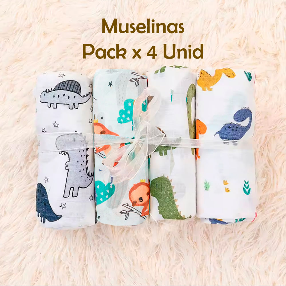 Manta Muselina para Bebé Algodón Pack x 4 Unidades SMT57