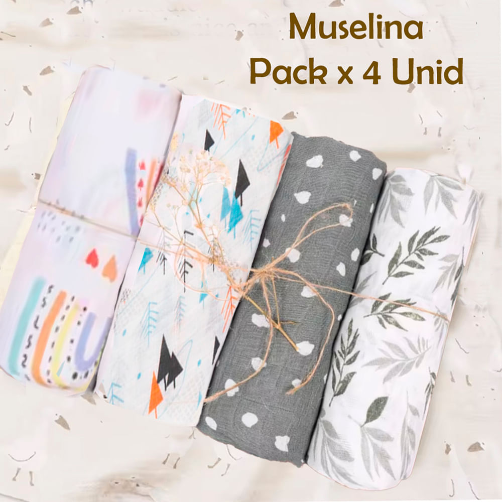 Manta Muselina para Bebé Bambú y Algodón Pack x 4 Unidades SMT68