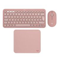 COMBO LOGITECH TECLADO K380S MOUSE M350S PAD MOUSE 200X230 ROSADO