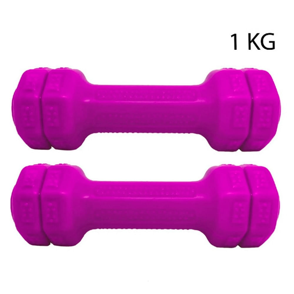 Par de Pesas Mancuernas Plastificadas x 1 kg Morado