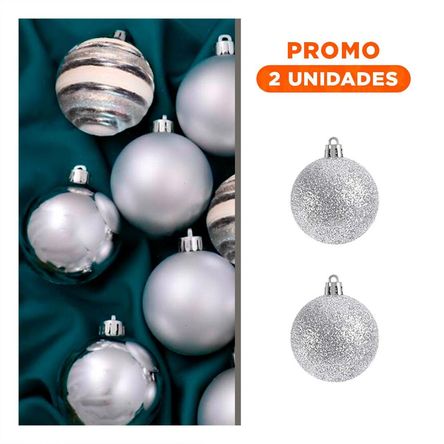 Pack2 Esferas Elegantes Navideñas en Plateado Pack2 Esferas Elegantes Navideñas en Plateado