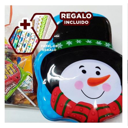 Caja estilo navideno en color Rojo Celeste Y+Papel de Regalo