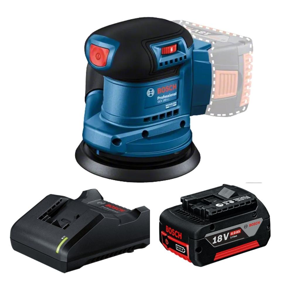 Lijadora Bosch GEX 185-LI + Batería 18V 4.0Ah + Cargador Lijadora Bosch GEX 185-LI + Batería 18V 4.0Ah + Cargador