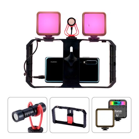 Kit Luz Led Ulanzi Vl49 RGB x2 Soporte U-Rig Pro Micrófono Profesional