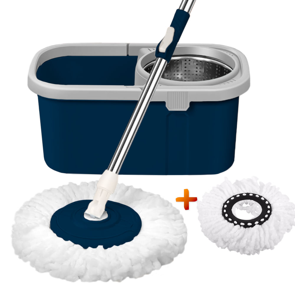 Balde Trapeador Giratorio con Escurridor y Mopas Azul