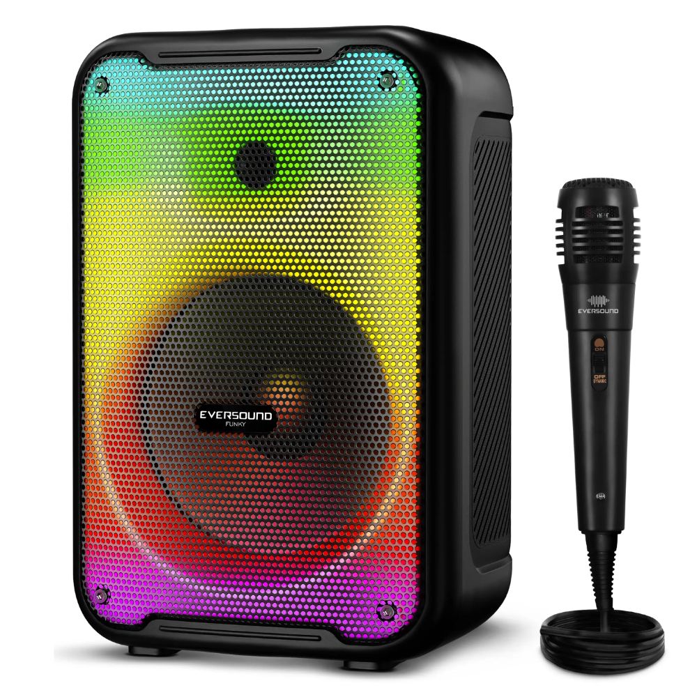 Parlante Eversound Funky 8"" EV-3003 conexion Bluetooth iluminacion RGB color negro