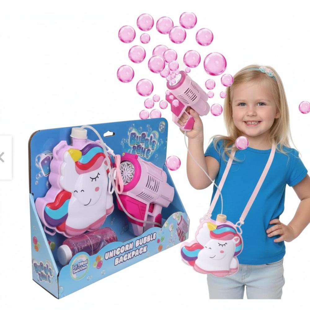 Pistola de Burbujas Bublee Diseño Unicornio con Sujetador Bolso Juguete para Niñas
