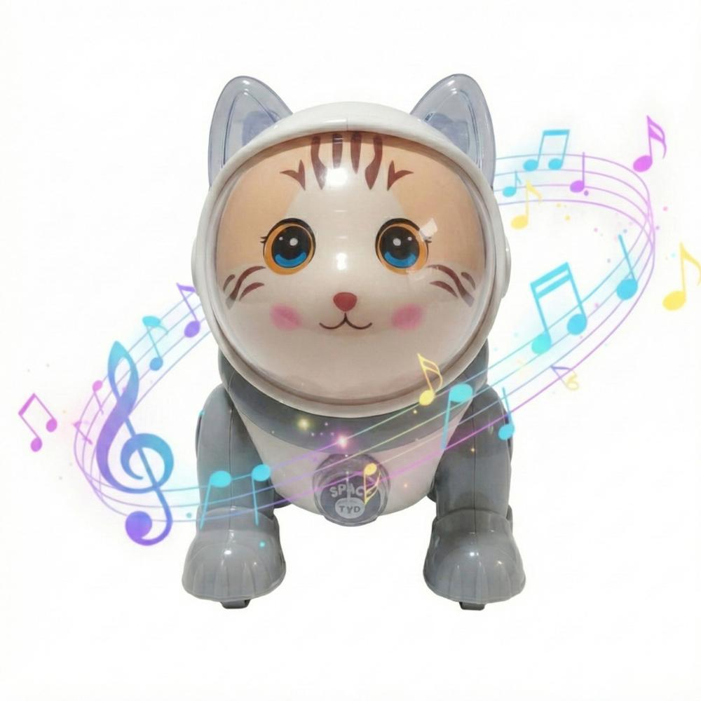 Robot Mascota Gato Musical Luces Bota Humo Camina Juguete Robot para Niños Gris