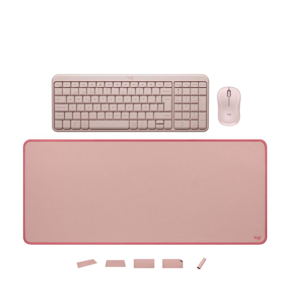 TECLADO Y MOUSE LOGITECH K250 MOUSE M240 PAD MOUSE 30X70CM ROSADO