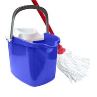 Set de Limpieza Basa Kubox: Balde Escurridor Azul + Trapeador Mopa