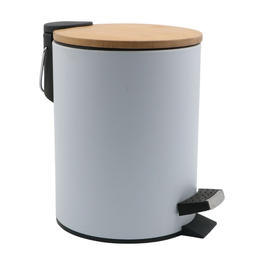 Papelera de Baño Orange Modelo IR0107AAWD Blanco + Bambú 5 litros