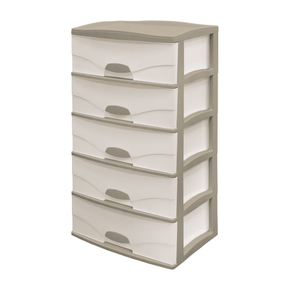 Comoda Raymi 5 Pisos Beige Humo con Taupe Reyplast