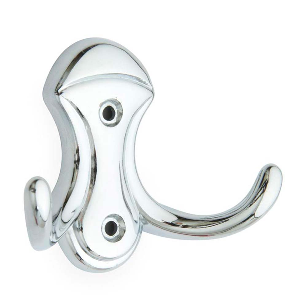 Perchero de pared Acero Doble Gancho Plata Cromado Zender