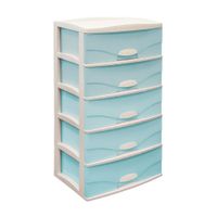 Cómoda Plástica Raymi 5 Pisos Celeste con Beige Humo Reyplast