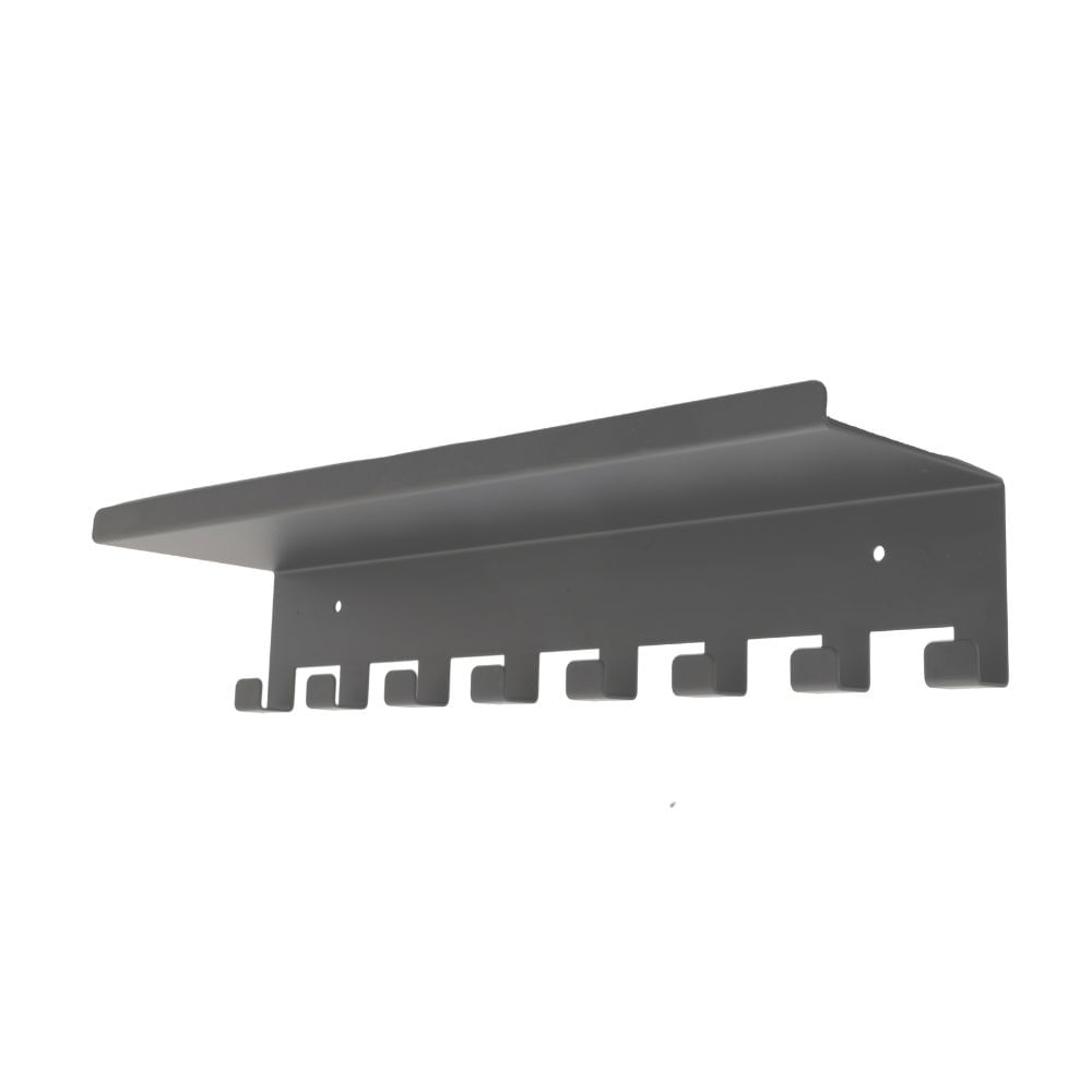 Perchero de Pared Modelo Percha Gris Ducasse con 8 Ganchos y Repisa