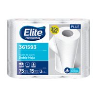 Papel Toalla Cocina Elite Professional 3 rollos x 15m Blanco de Alta Resistencia