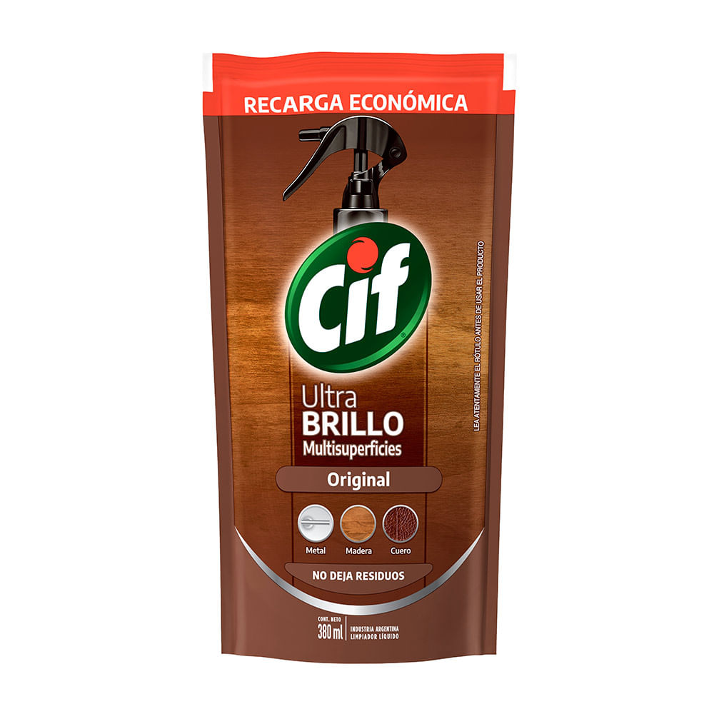 Limpiador Cif Ultra Brillo Original Doy Pack 380ml