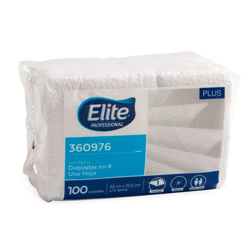 Servilleta Doblada en 4 Elite Professional Plus 100 Hojas