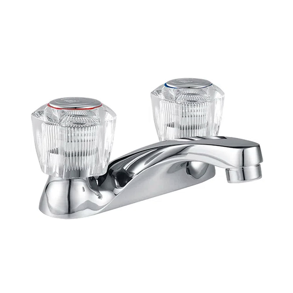 Mezcladora para Lavatorio Bimando Vainsa Mares Cristal 4" Baja Plata Cromado