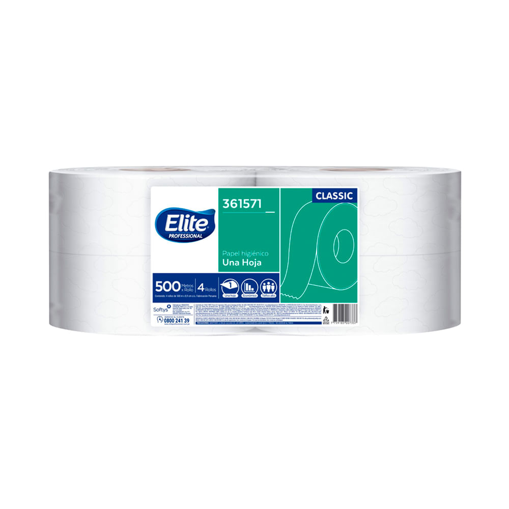 Papel Higiénico Jumbo Elite Professional Classic 4 rollos x 500m
