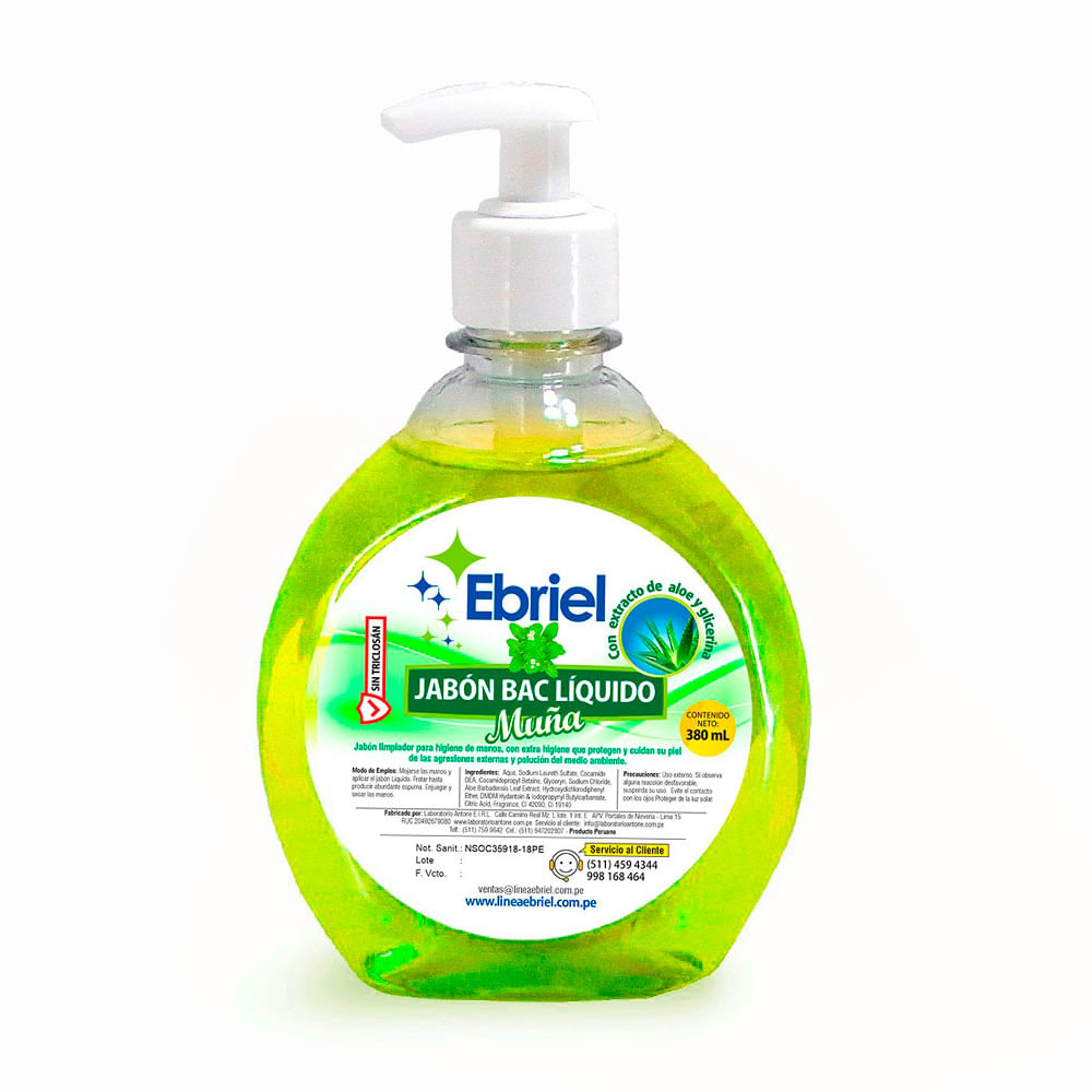 Jabón líquido Muña frasco 380ml Ebriel