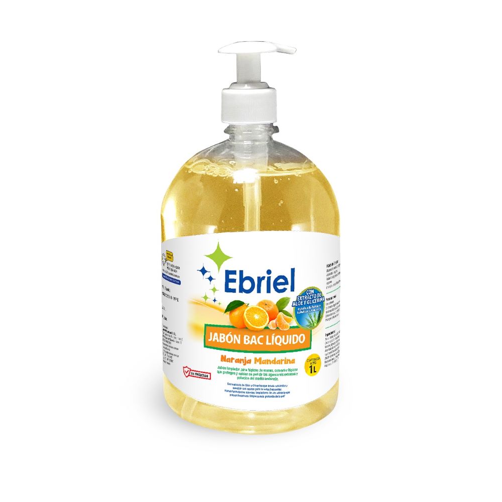 Jabón Líquido Ebriel Naranja 1 litro Fórmula Avanzada con Aloe y Glicerina