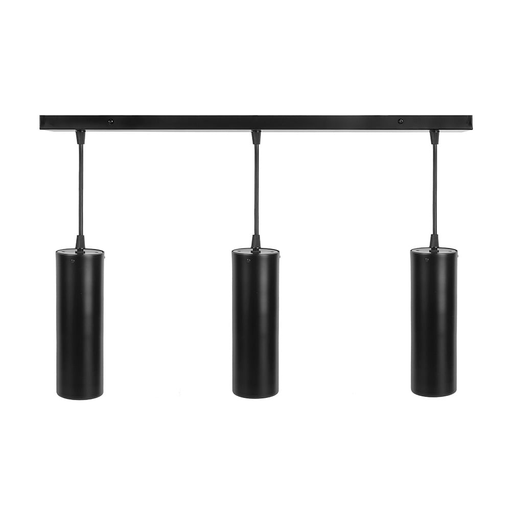 Lámpara Colgante Tubo 3 Luces Negro Gu10 Ciametsa
