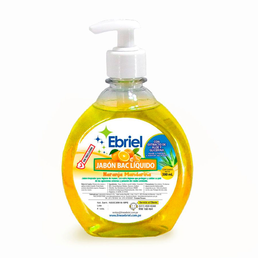 Jabón líquido Naranja frasco 380ml Ebriel