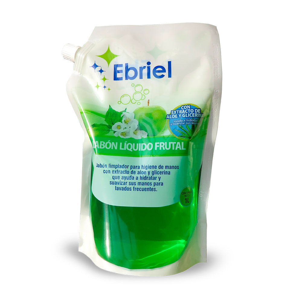 Jabón Líquido Frutal Doypack 1 litro Ebriel Verde Higiene de Manos con Aloe y Glicerina