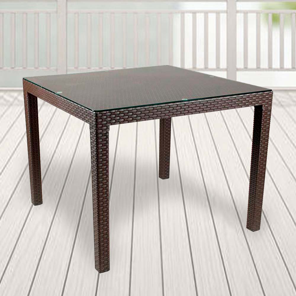 Mesa Tavarúa con vidrio 75 x 75 cm Reyplast