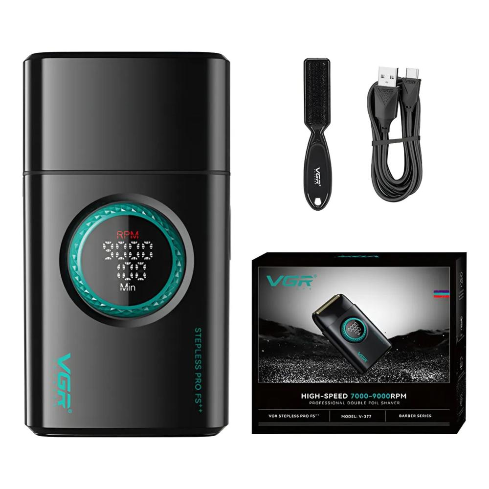 Afeitadora Eléctrica Shaver Titanio 9000 RPM Recargable USB VGR V-377