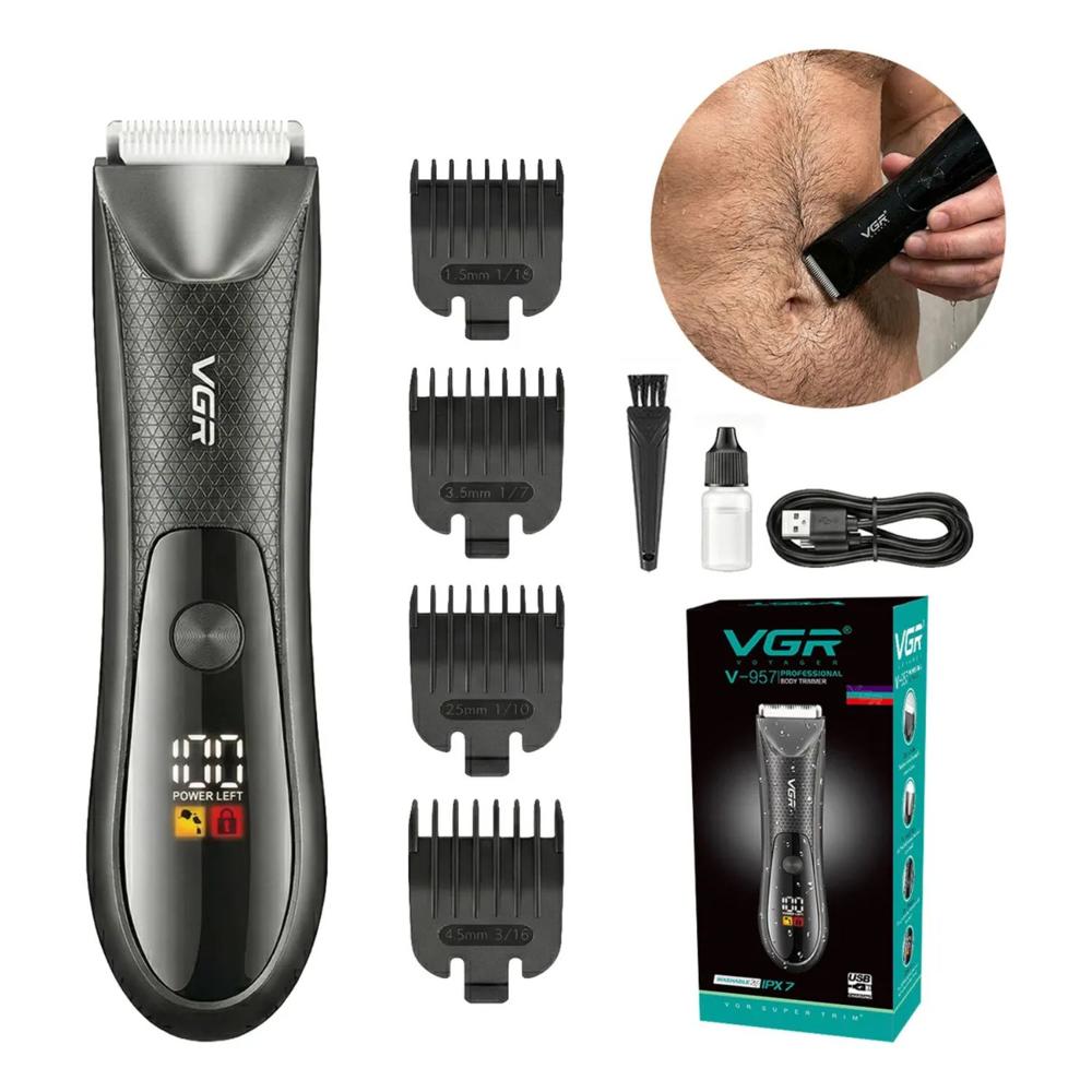 Afeitadora Íntima Masculina Impermeable IPX7 con Luz LED y Batería Recargable