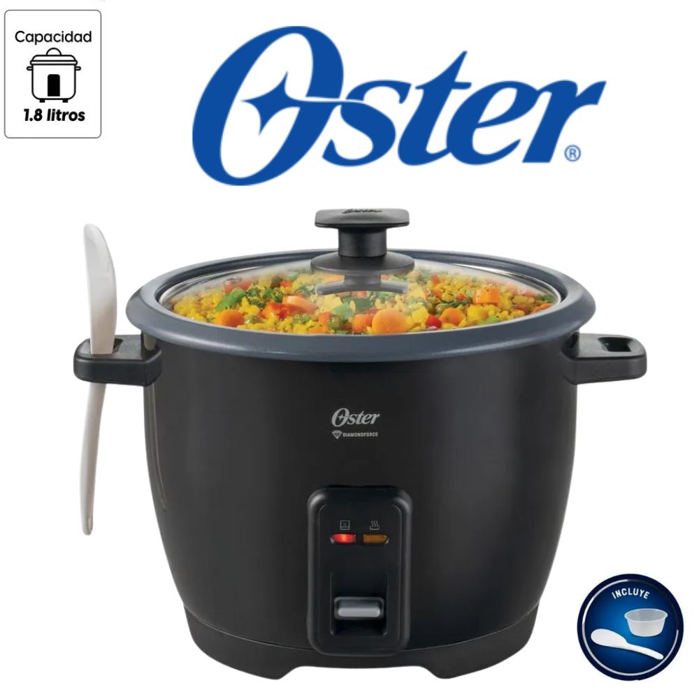 OLLA ARROCERA OSTER 1.8LT 10 TAZAS INCLUYE TAZA MEDIDORA Y CUCHARA COLOR NEGRO MOD CKSTRCB10DFBLK