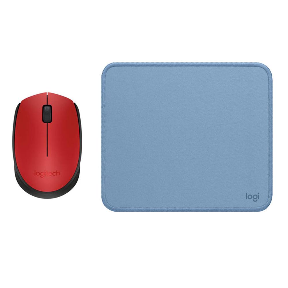 COMBO LOGITECH MOUSE M170 ROJO PAD MOUSE 200x230 AZUL