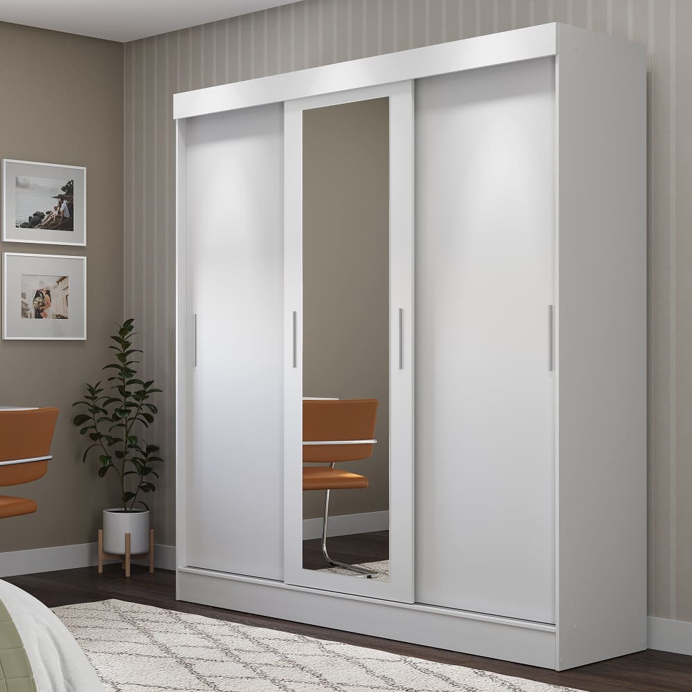 Ropero 3 Puertas Corredizas 2 Cajones Santorini Blanco