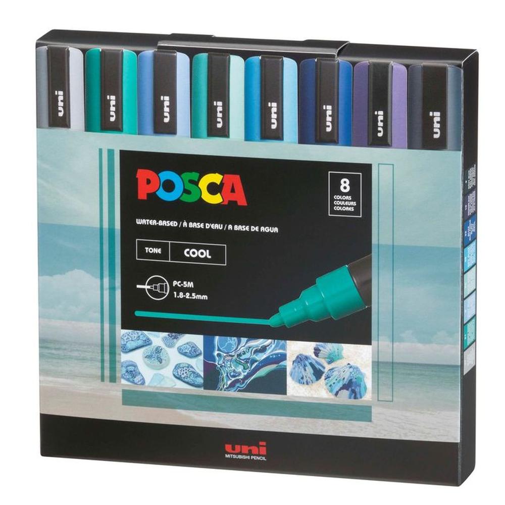 POSCA Pack PC-5M 8C Cool Color Nueva Presentación X8