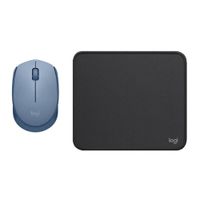 COMBO LOGITECH MOUSE M170 AZUL GRIS Y PAD MOUSE 200x230 NEGRO