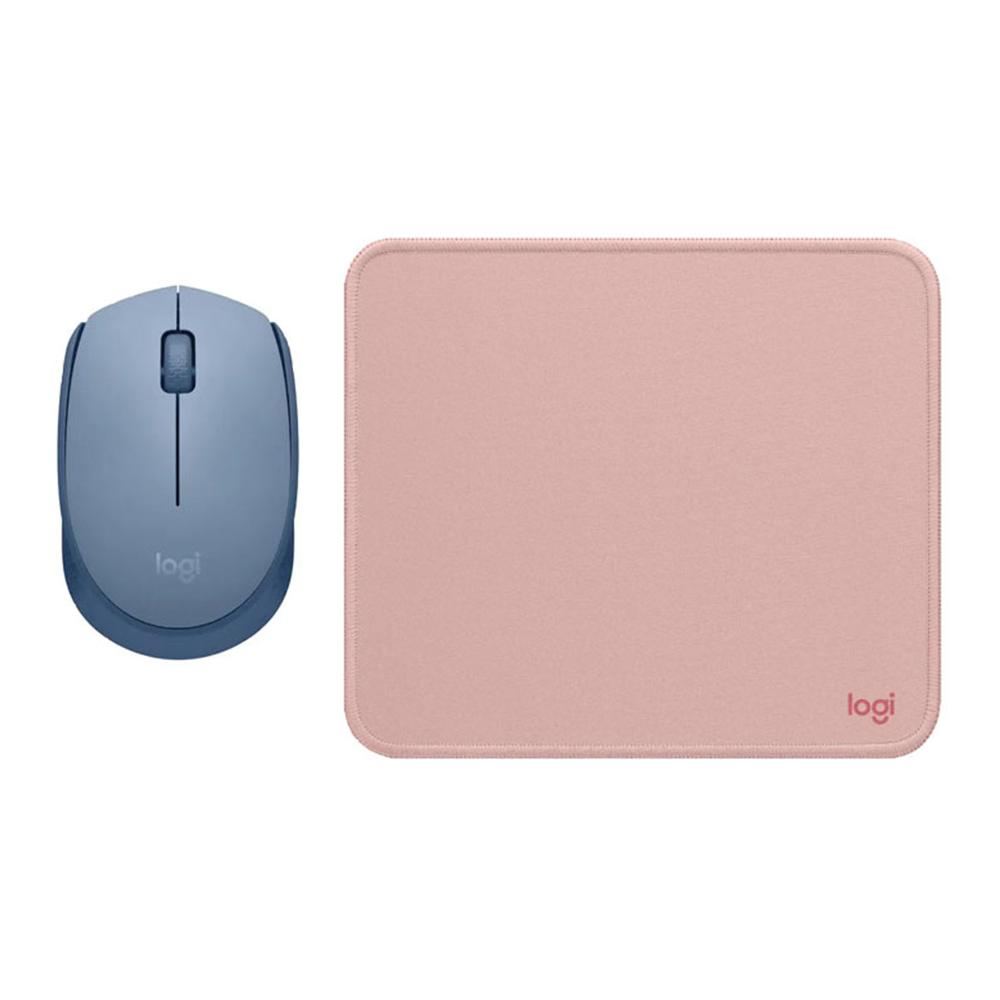 COMBO LOGITECH MOUSE M170 AZUL GRIS Y PAD MOUSE 200x230 ROSADO