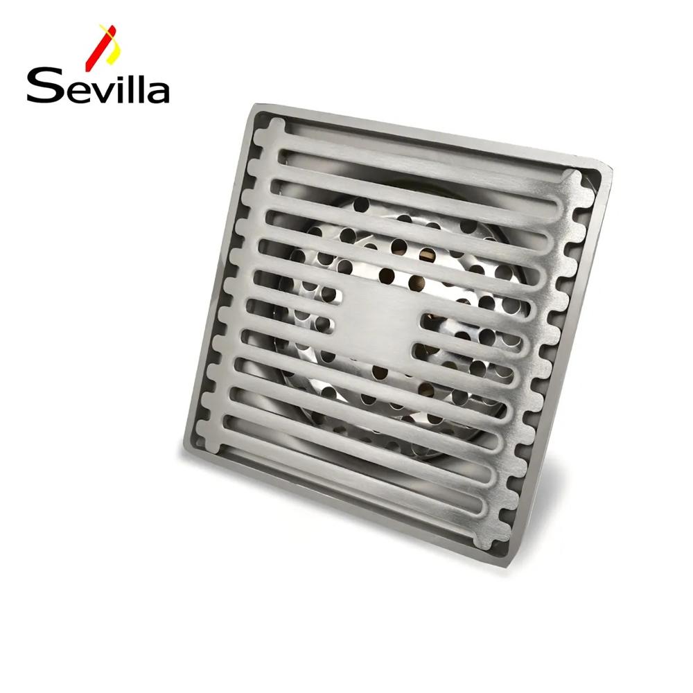 Sumidero Rejilla de Acero Cuadrado 10cmx10cmCromado Anti olores Sevilla