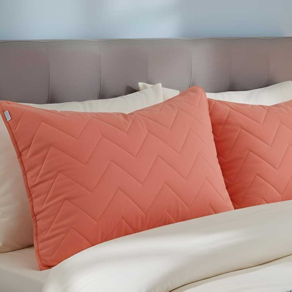 SET X 2 FUNDAS DE ALMOHADA ACOLCHADA ALGODON TERRACOTA  70 X 50 CM