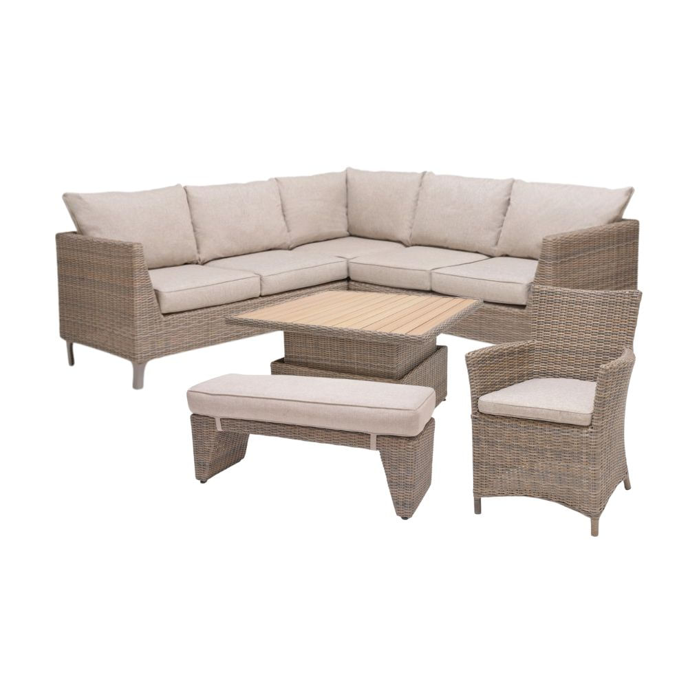 Juego de Sala de Terraza Ibiza Orange: Seccional + Sillón + Mesa Elevada + Banco