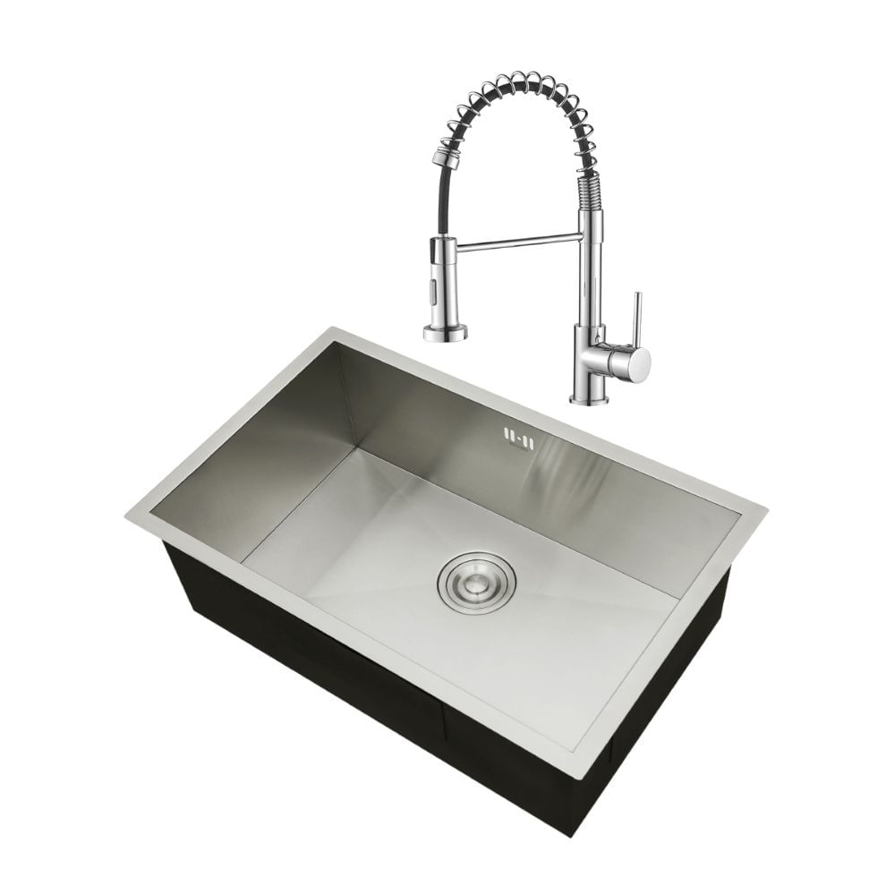 Combo Lavadero Vesubio 68X43cm Record (sin escurridor) + Mezcladora Monocomando para Lavadero Italgrif Punta Cana con Pico Resorte Cromado